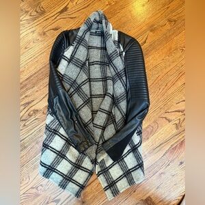 WOMENS BARDOT FAUX LEATHER ARM FLANNEL JACKET